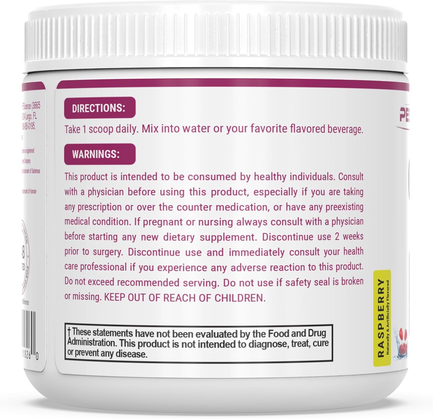 Raspberry Probiotic Powder with Digestive Enzymes and Prebiotic Fiber - 30 Servings