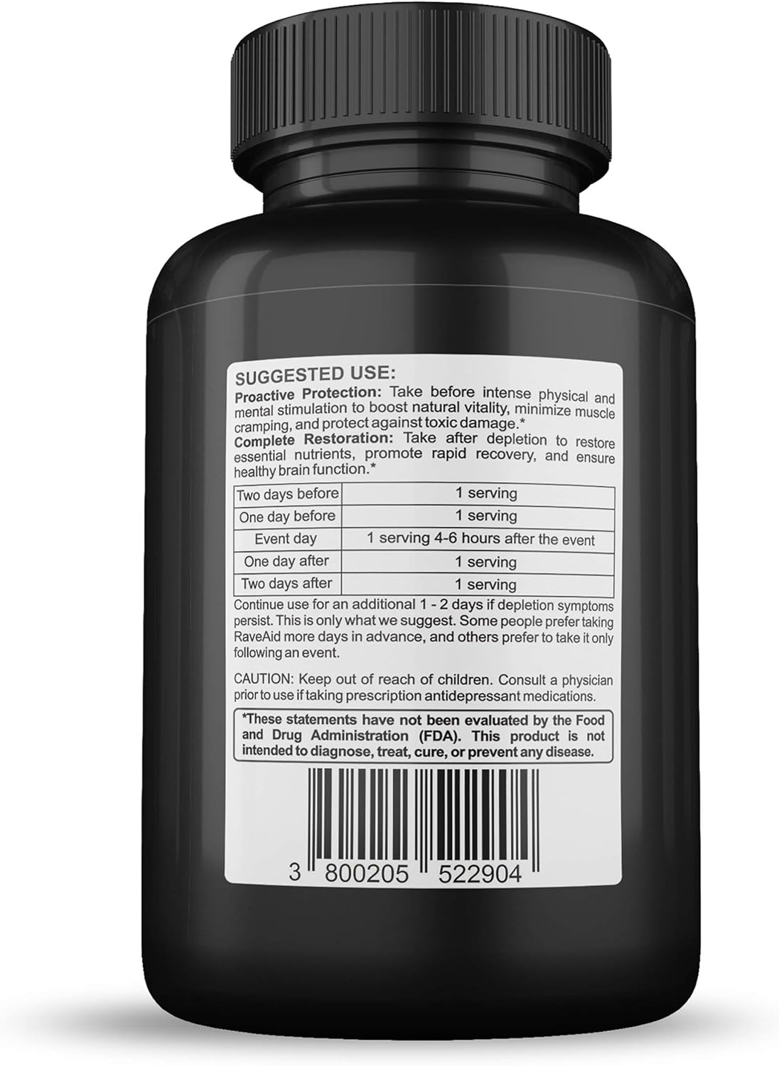 Rave Aid Supplement - Trusted Since 2011 for Preventing Comedowns, Reducing Jaw Clenching & Neurotoxicity | Party & Rave Recovery Cure (60 Capsules)