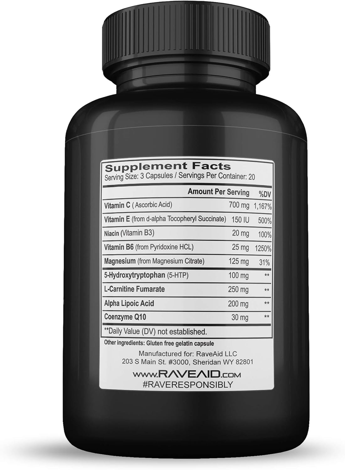Rave Aid Supplement - Trusted Since 2011 for Preventing Comedowns, Reducing Jaw Clenching & Neurotoxicity | Party & Rave Recovery Cure (60 Capsules)