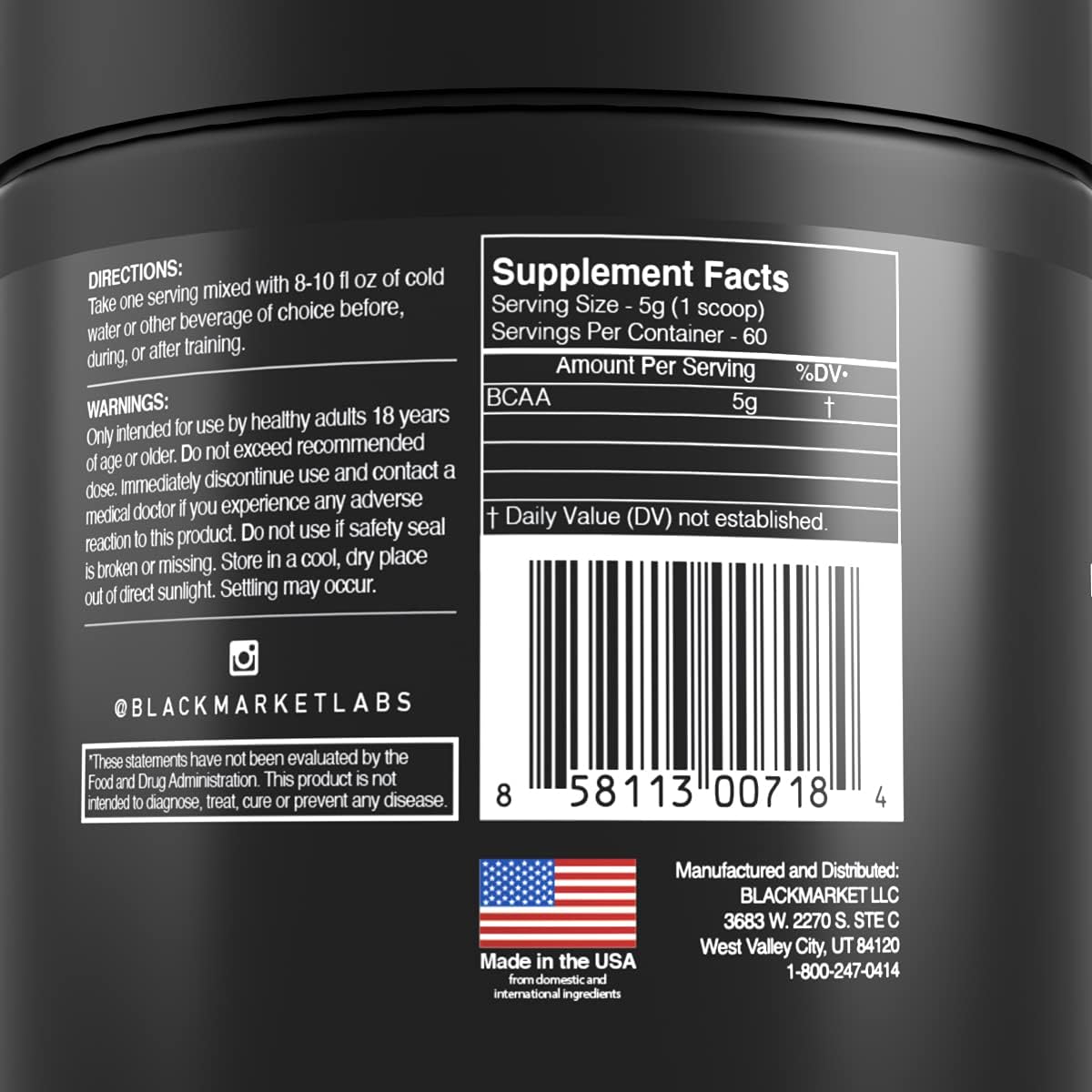 Raw BCAA Workout Powder Drink Mix - Muscle Recovery and Growth for Men & Women - Boost Metabolism - Branched-Chain Amino Acid Supplement - 300g