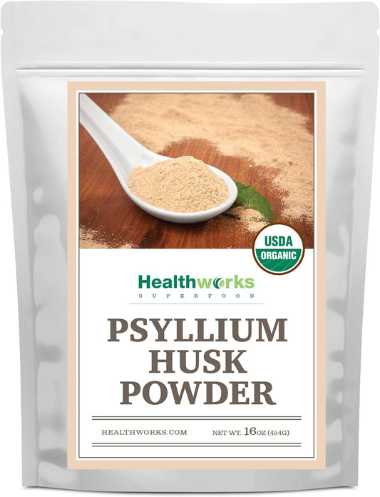 Raw Certified Organic Psyllium Husk Powder - 16 Ounces from India | Keto, Vegan & Non-GMO | Fiber Support Supplement