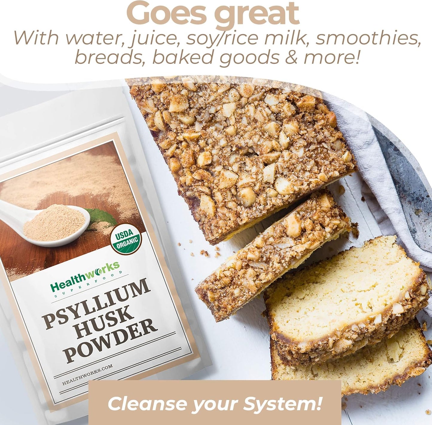 Raw Certified Organic Psyllium Husk Powder - 16 Ounces from India | Keto, Vegan & Non-GMO | Fiber Support Supplement