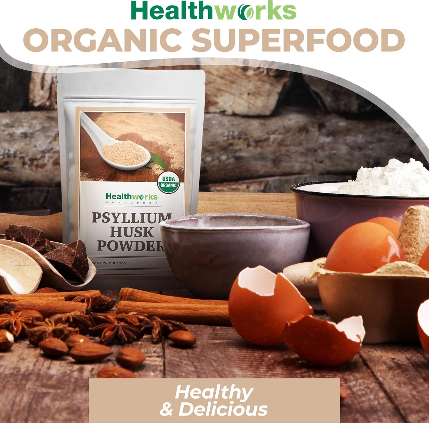 Raw Certified Organic Psyllium Husk Powder - 16 Ounces from India | Keto, Vegan & Non-GMO | Fiber Support Supplement