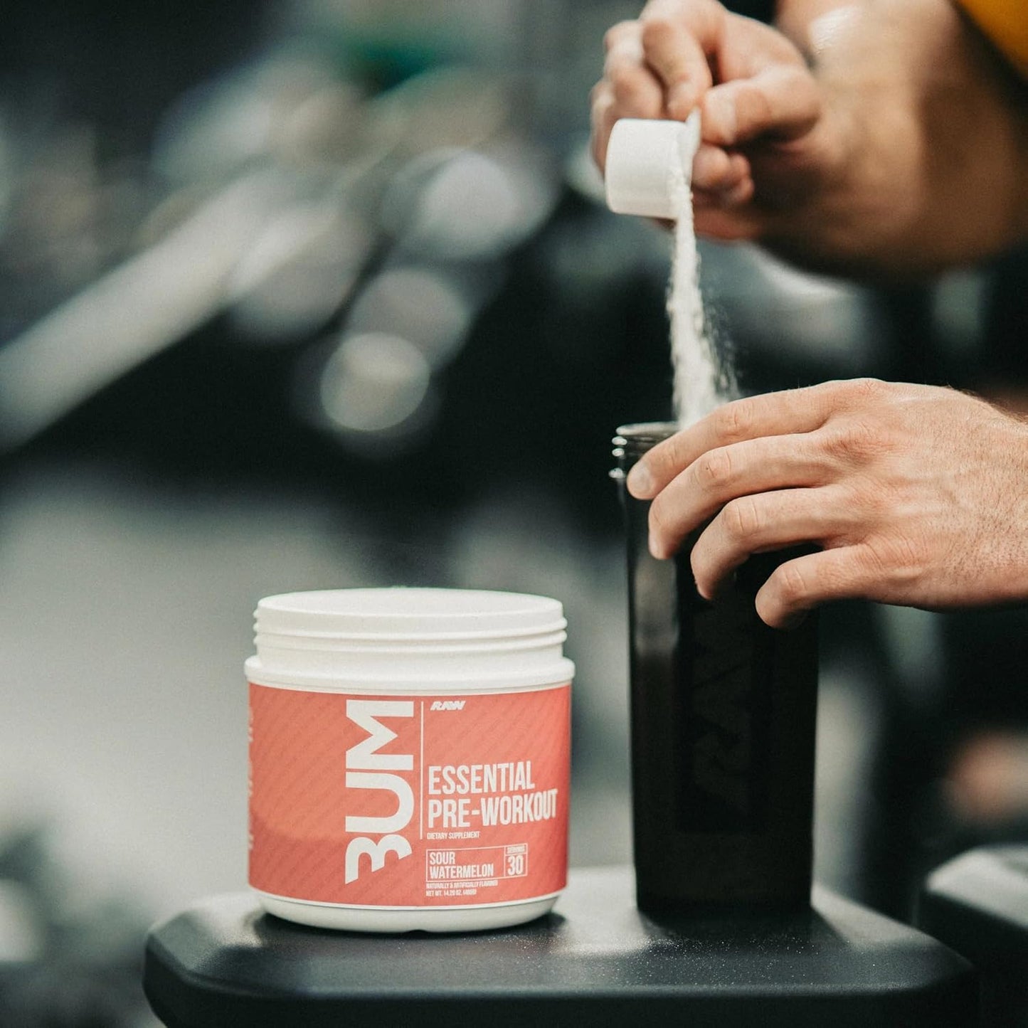 RAW Essential Pre-Workout Powder - CBUM Formula for Men & Women - Energy, Muscle Pump, Focus, Stamina, Strength, Endurance & Performance - Sour Watermelon Flavor - 1.79 lbs