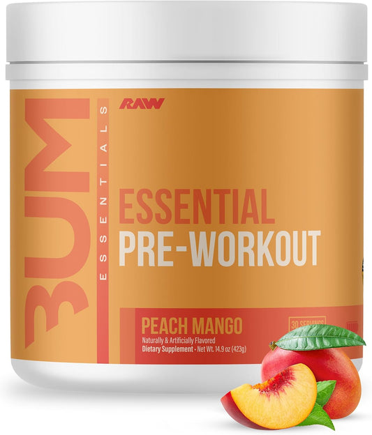 RAW Nutrition Pre-Workout Powder for Men and Women - Chris Bumstead Formula for Energy Boost during Workout - Peach Mango Flavor