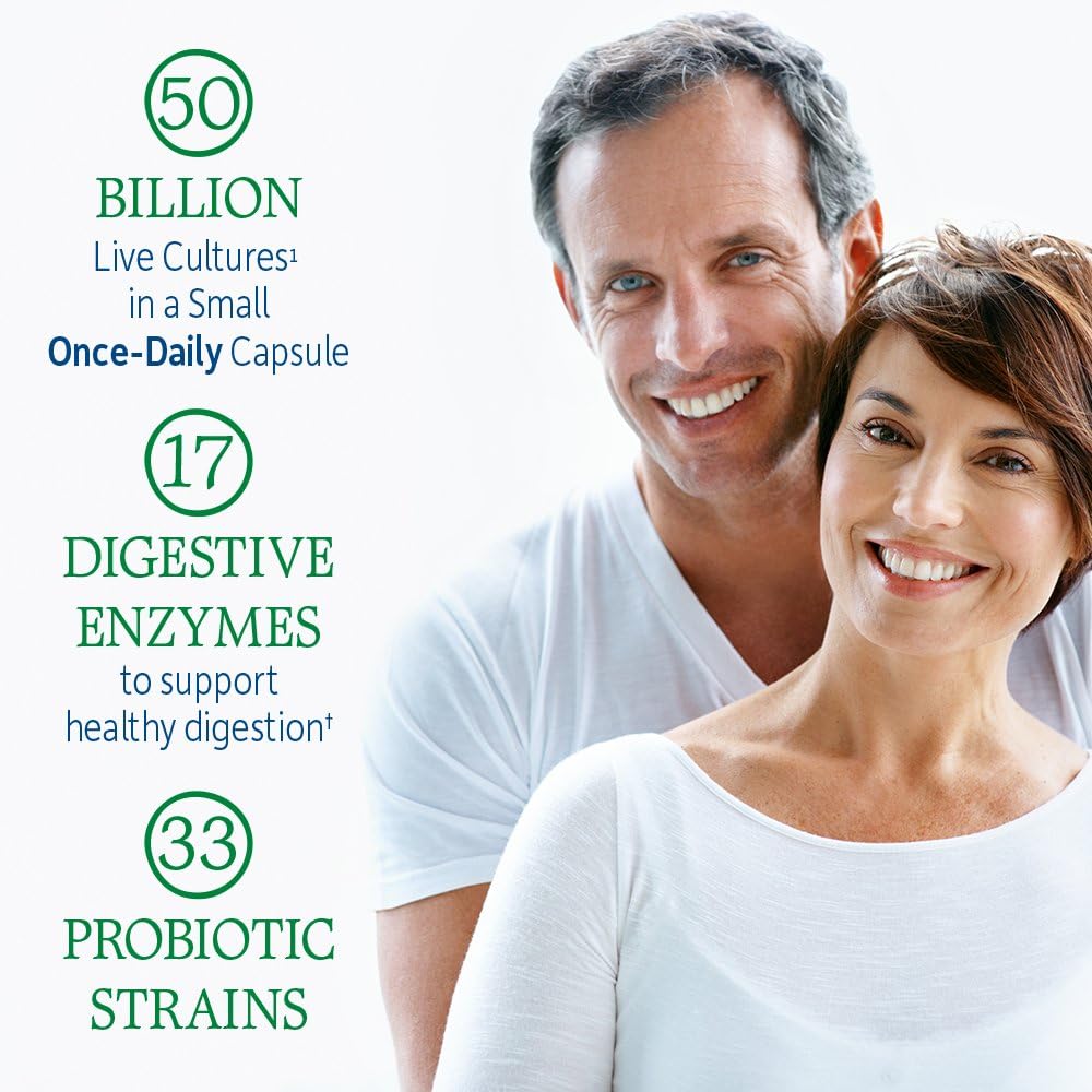 Raw Probiotics Colon Care with 50 Billion CFU for Women and Men - 30 Capsules for Regularity and Immune Health
