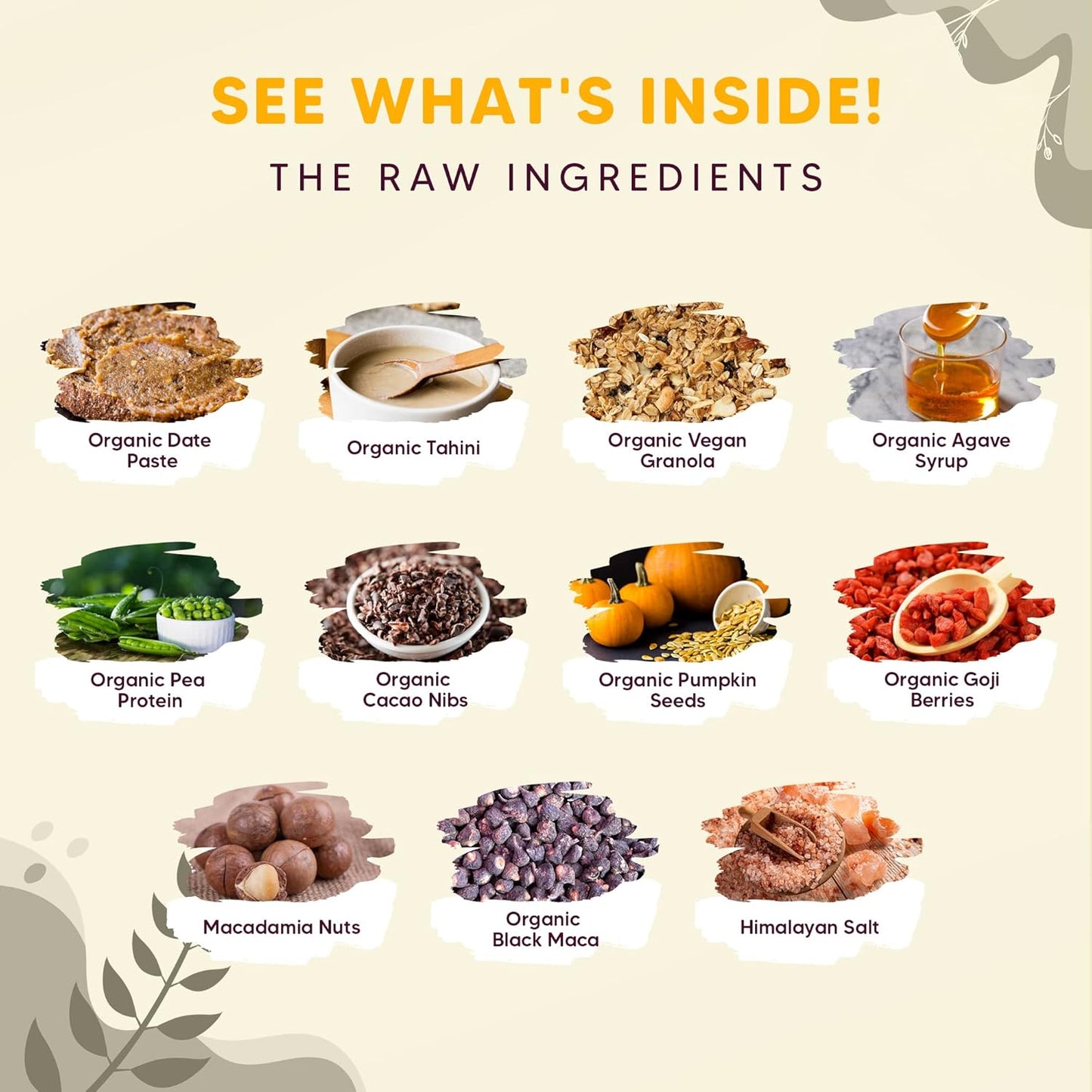 Raw Vegan Maca Protein Bars with Cacao and Plant Protein - Gluten Free Superfood Snack Bars for Healthy Energy - 4 Bars
