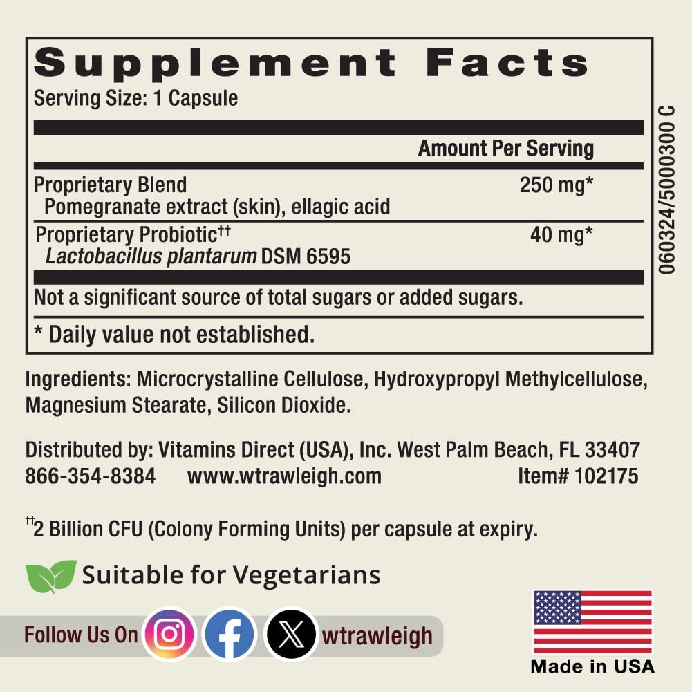 Rawleigh Ultrapome: Pomegranate Capsules with Live Cultures for Cellular Health and Energy Support