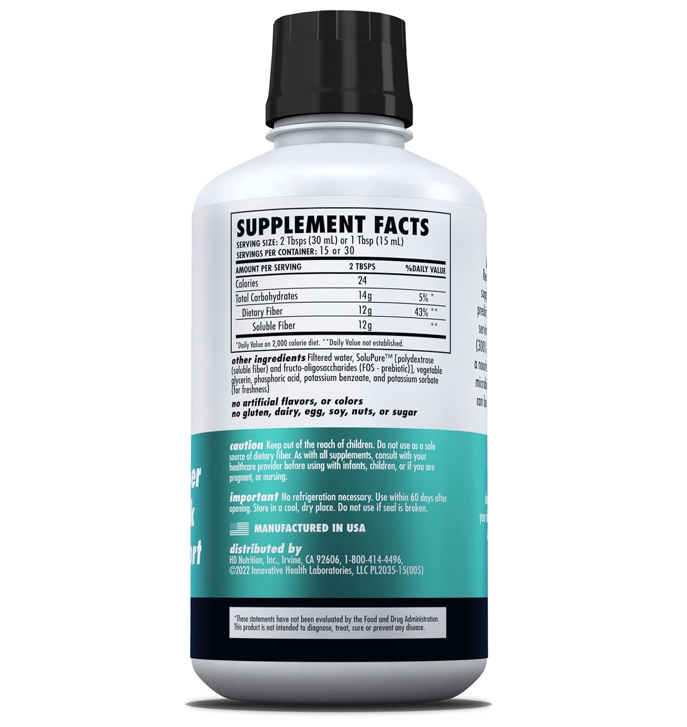 Ready Fiber Liquid Supplement for Women, Men, Kids - 15oz Unflavored Prebiotic Fiber - Easy Alternative to Gummies, Powders, Pills