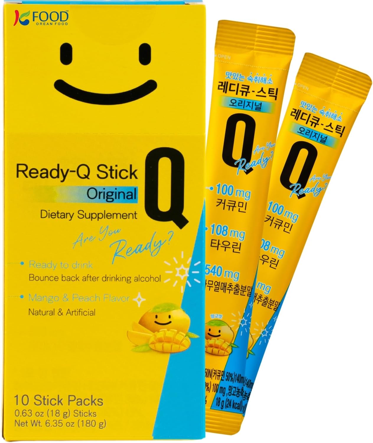 ReadyQ Stick Original Jelly Mango Flavor (18g x10 Sticks) K Food Korean Morning Recovery 6.3 oz