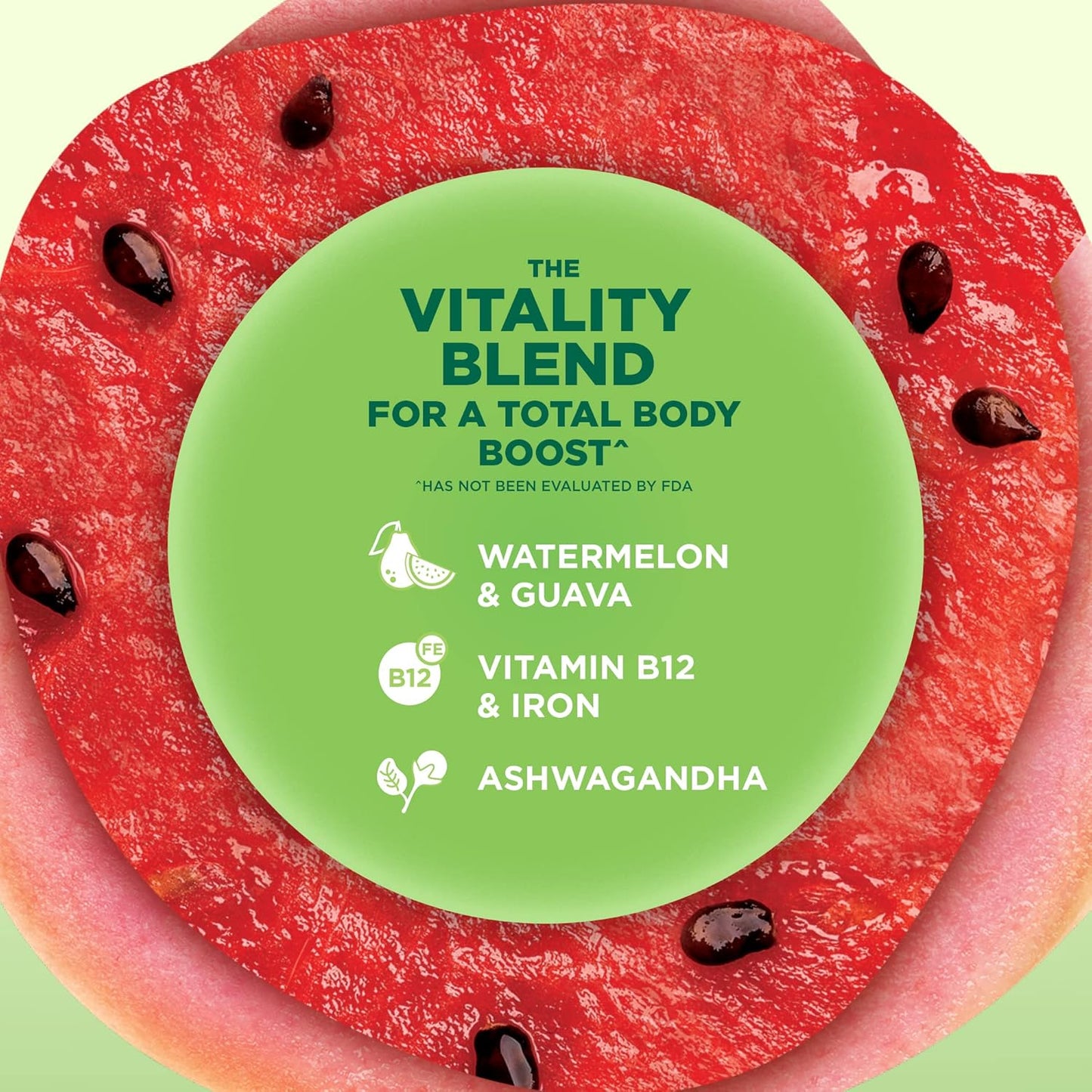 Real Fruit Energy Chews with Vitamin B12, Iron, Ashwagandha, Watermelon & Guava (60 Count) - Long Lasting Energy Boost
