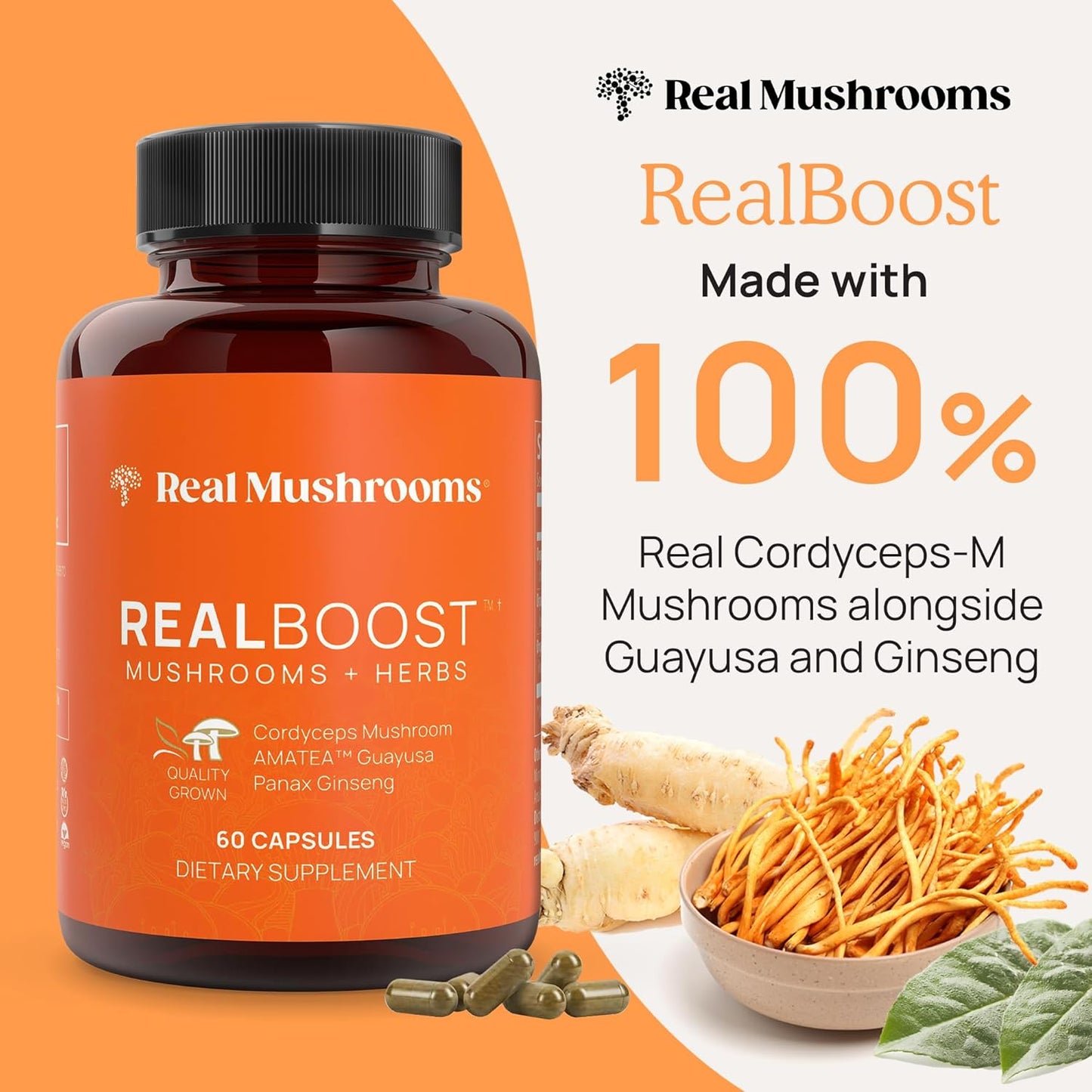 Real Mushrooms Capsules Bundle for Energy, Vitality, Cognition & Immune Strength - Includes Lions Mane and 5 Defenders - Vegan & Non-GMO - 60ct, 120ct, 90ct