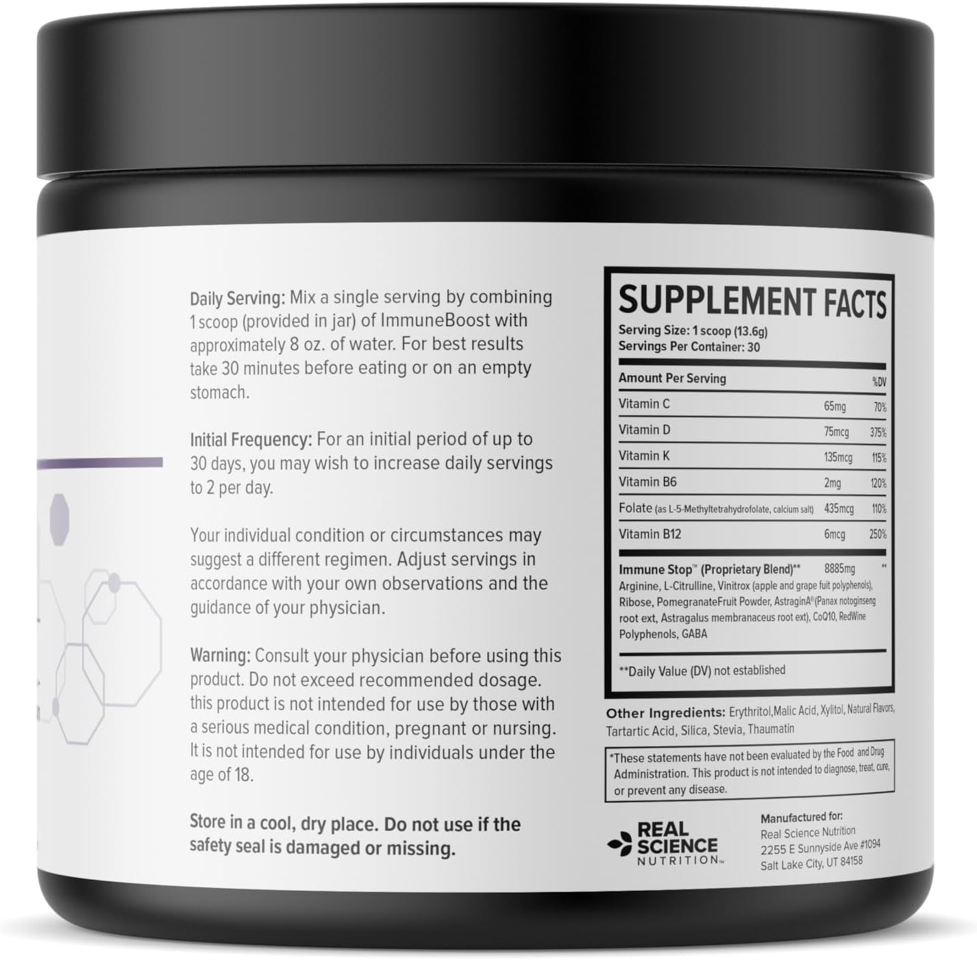 Real Science Nutrition Immune Boost Plus Powder | Natural Immunity Formula, Boosts Immune System Health, More Effective Than Elderberry, Zinc, Echinacea