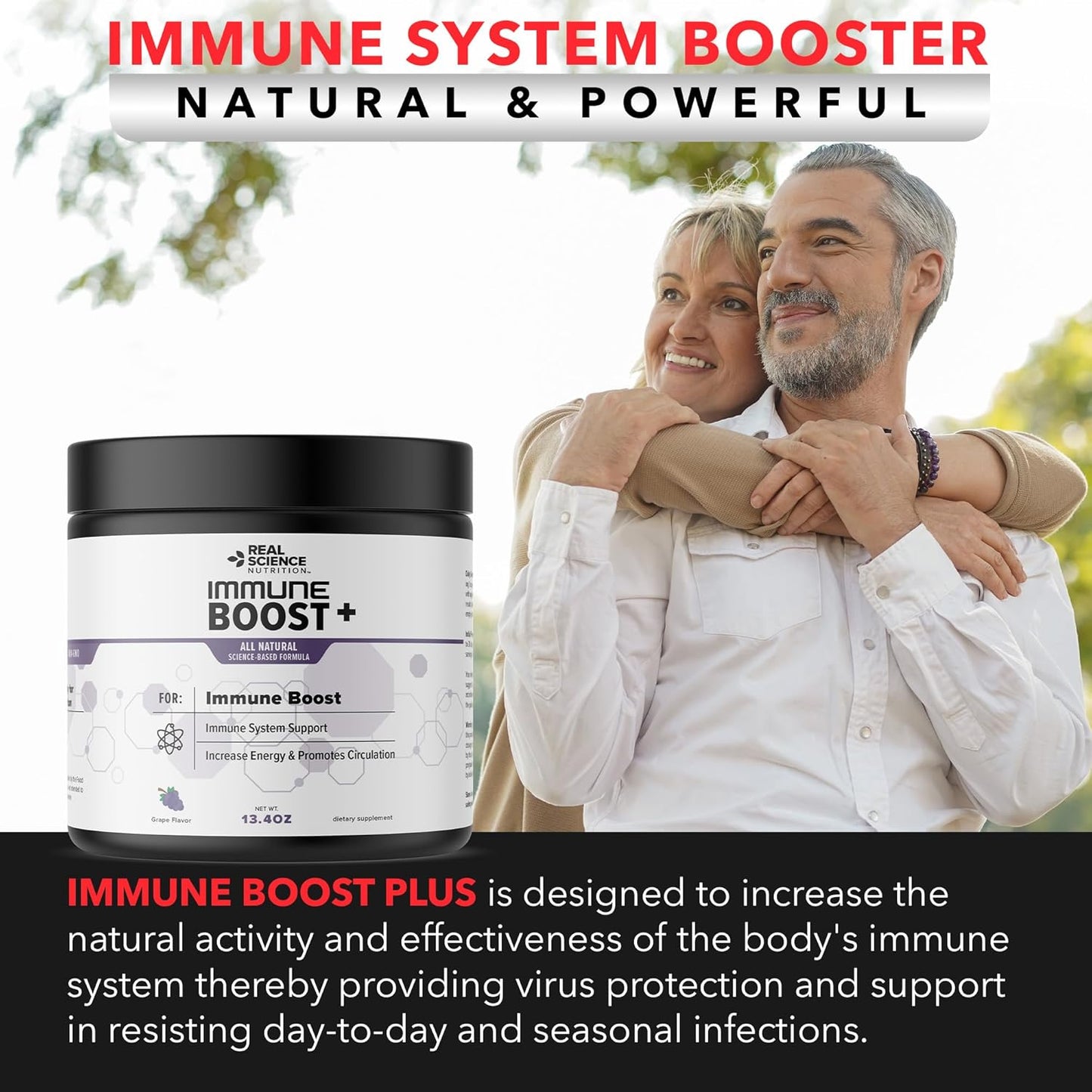 Real Science Nutrition Immune Boost Plus Powder | Natural Immunity Formula, Boosts Immune System Health, More Effective Than Elderberry, Zinc, Echinacea