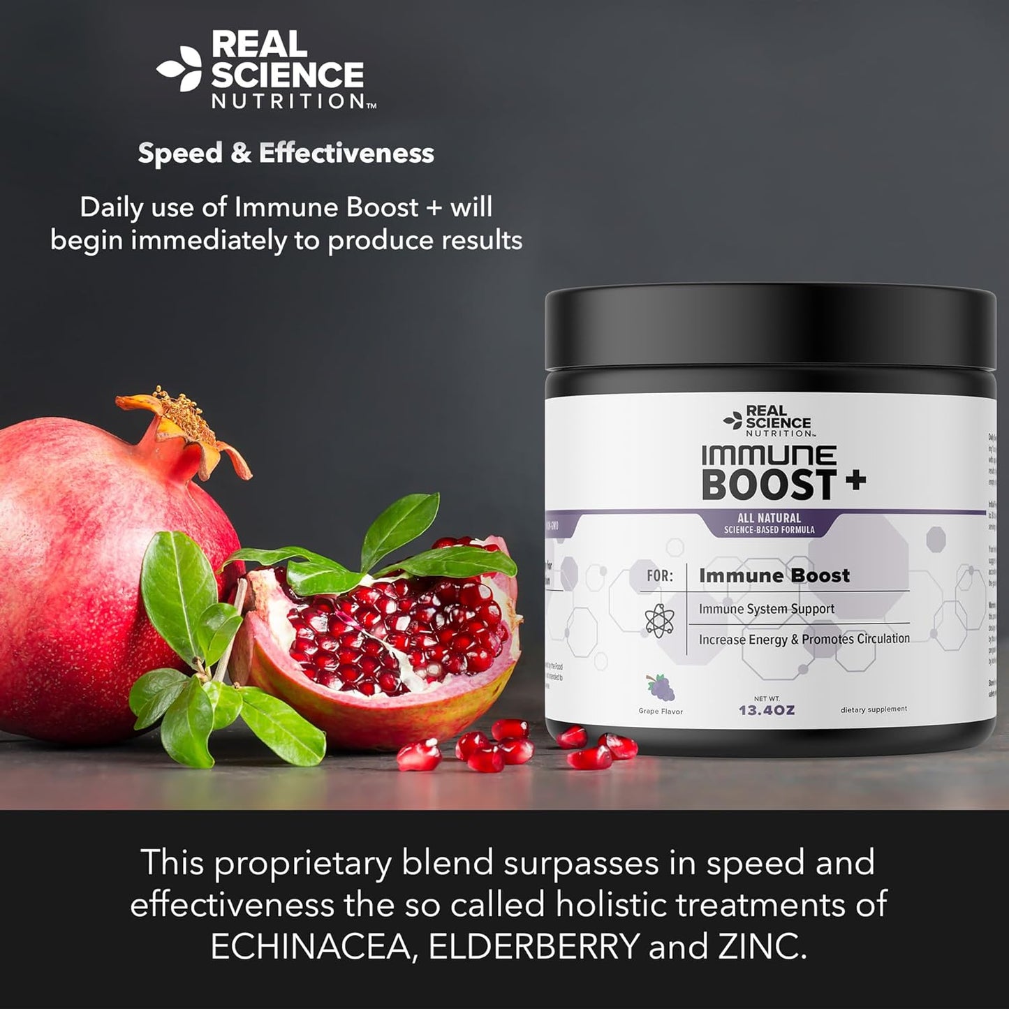 Real Science Nutrition Immune Boost Plus Powder | Natural Immunity Formula, Boosts Immune System Health, More Effective Than Elderberry, Zinc, Echinacea