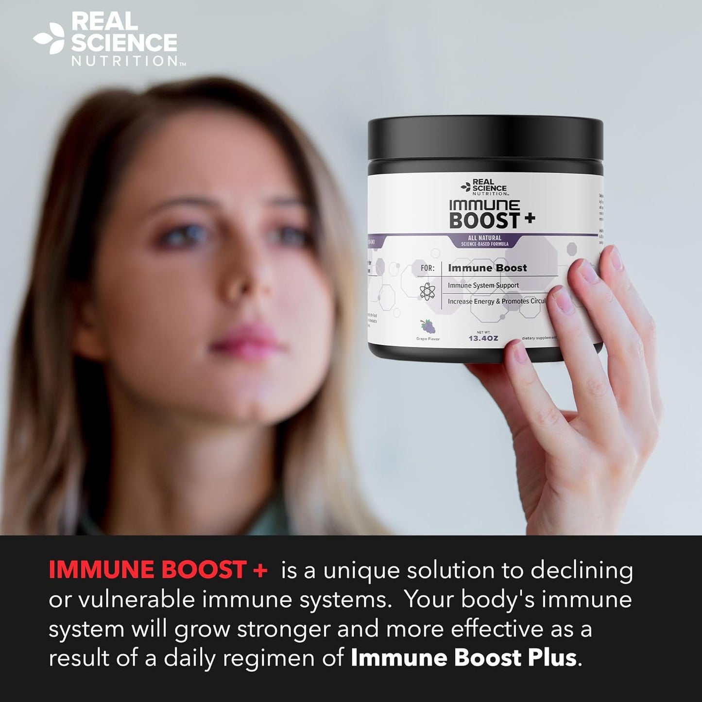 Real Science Nutrition Immune Boost Plus Powder | Natural Immunity Formula, Boosts Immune System Health, More Effective Than Elderberry, Zinc, Echinacea