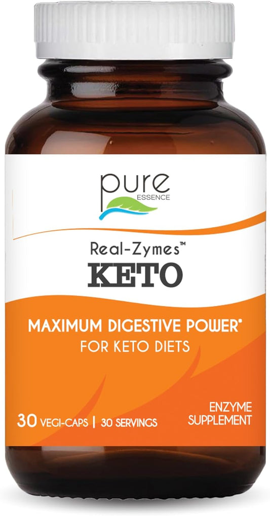 Real-Zymes™ KETO Digestive Enzymes Supplement with Probiotics - Natural Relief for Bloating, Gas, Diarrhea, IBS - 30 Capsules