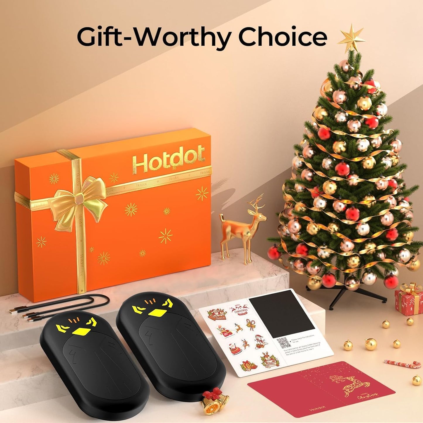 Rechargeable Hand Warmers Gift Set for Men and Women - 2 Pack Fast Heating Electric Hand Warmer Kit - Portable Hot Hands Handwarmers for Outdoors, Golf, Hunting, Camping - Includes Gift Box