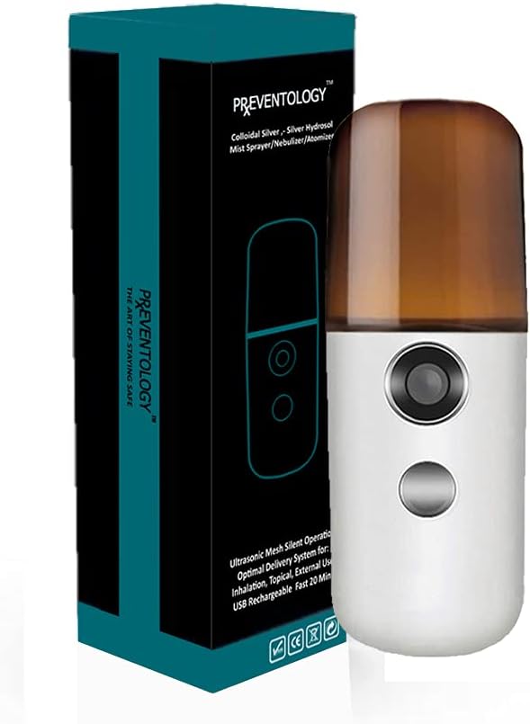 Rechargeable Ultrasonic Mesh Silent Mist Sprayer with Preventology Colloidal Silver - Effective Germ Prevention
