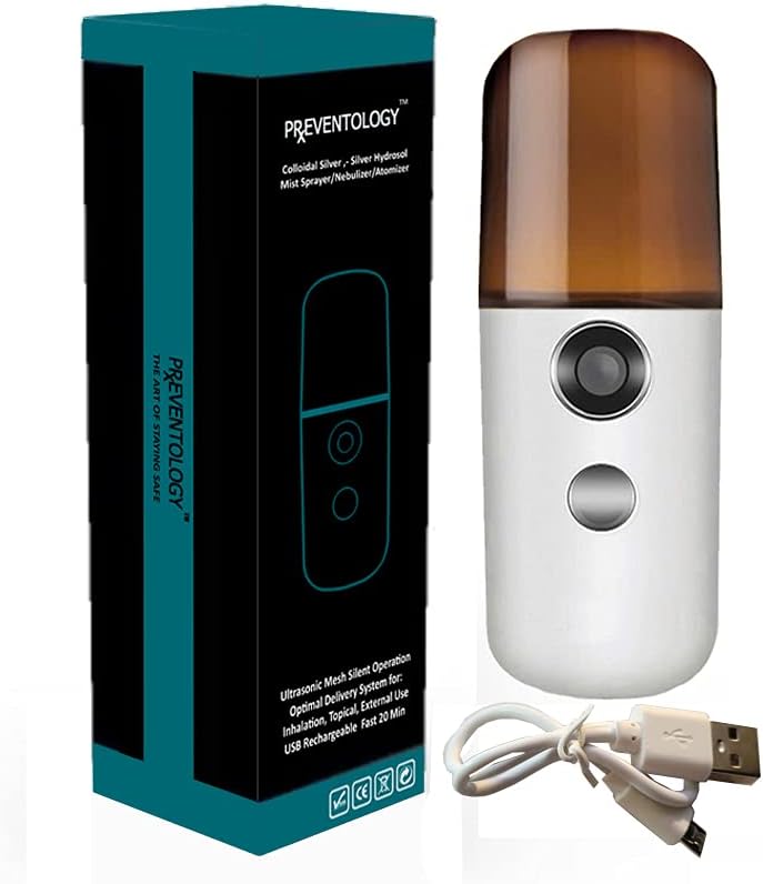 Rechargeable Ultrasonic Mesh Silent Mist Sprayer with Preventology Colloidal Silver - Effective Germ Prevention
