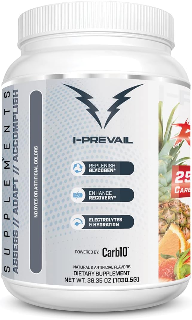 Recover & Hydrate with I-Prevail Supplements Rehab High Performance Intraworkout Formula - 10g BCAA & EAA, Carb10, Keto Friendly - Maui Blast Flavor - 25 Servings