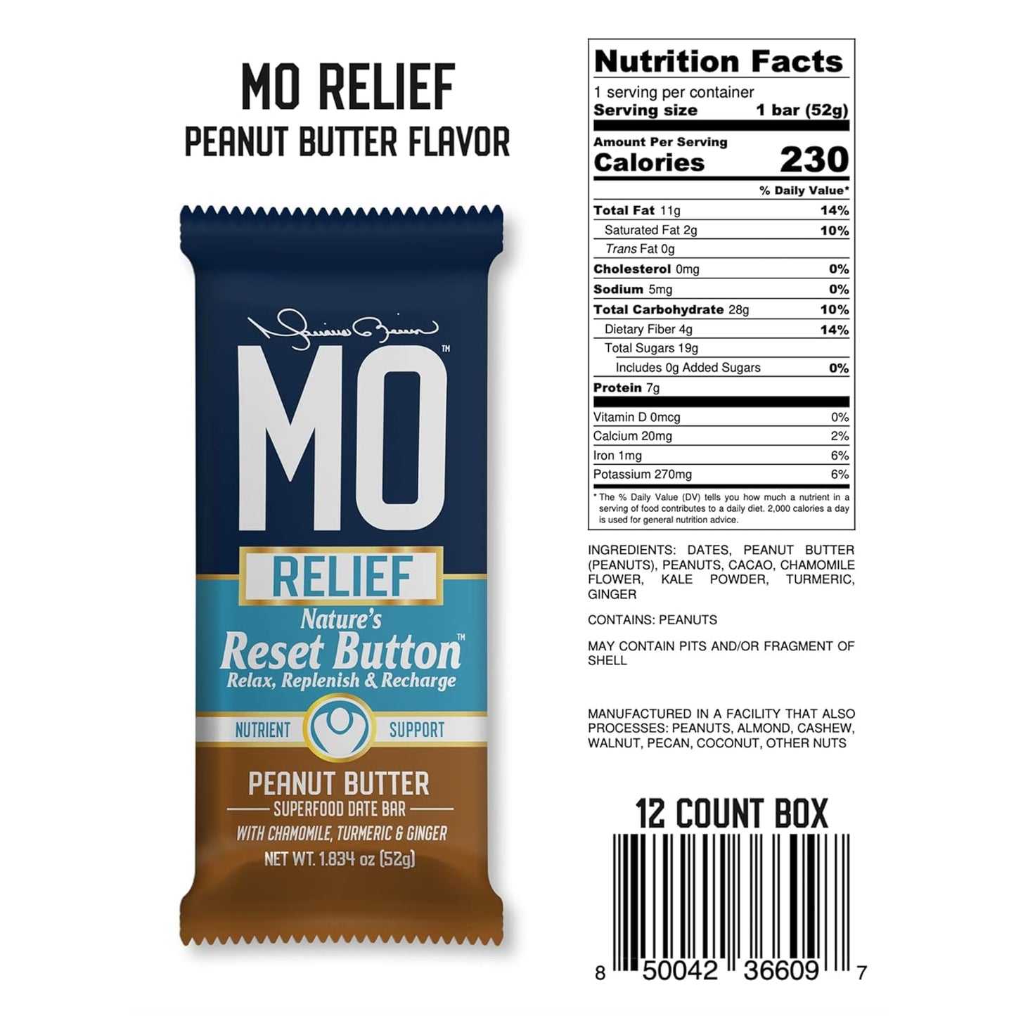 Recovery Snack Bars - All-Natural Superfood Bar for Post-Workout Nutrient Support - 12 Bars (Peanut Butter)