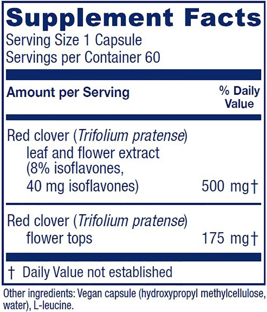 Red Clover Blossom and Leaf Extract 500mg - Menopause Relief Support for Women - 60 Capsules, 2 Month Supply - Non-GMO, Gluten Free, Vegan Supplement