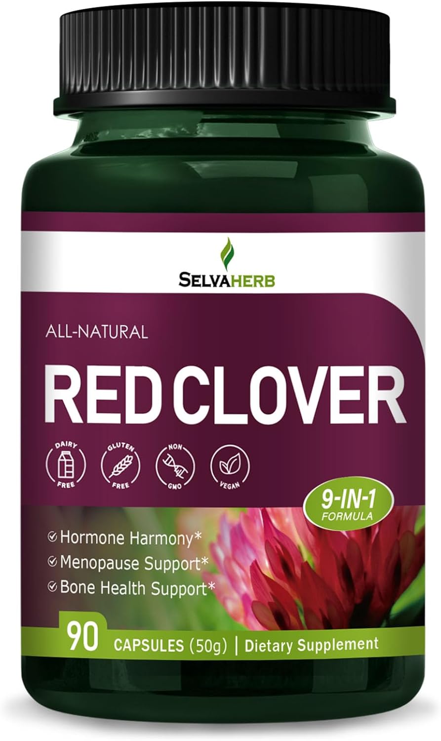 Red Clover Blossoms Capsules for Hormone Harmony & Menopause Relief - Herbal Supplements with Black Cohosh & Wild Yam Extract - 90 Count