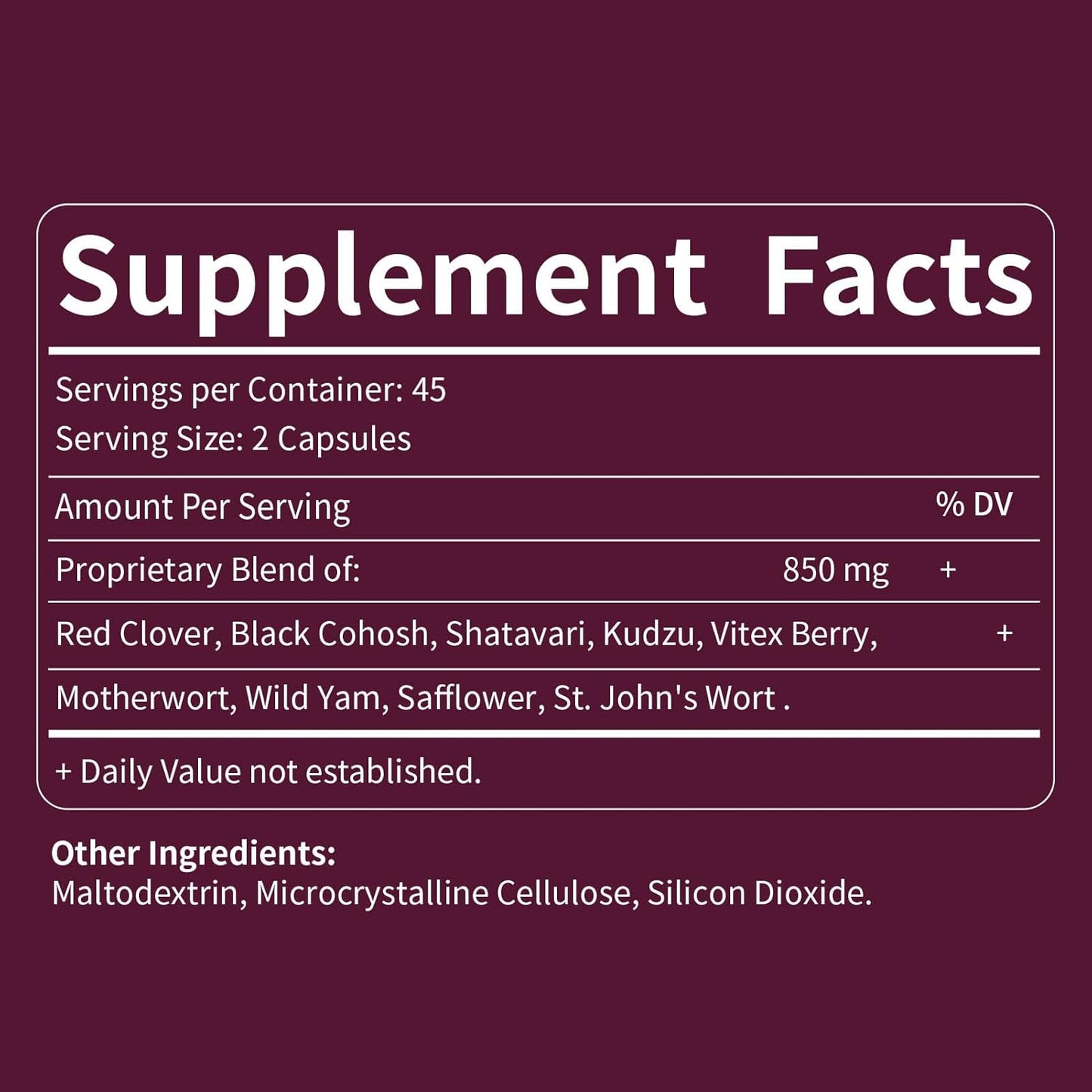 Red Clover Blossoms Capsules for Hormone Harmony & Menopause Relief - Herbal Supplements with Black Cohosh & Wild Yam Extract - 90 Count