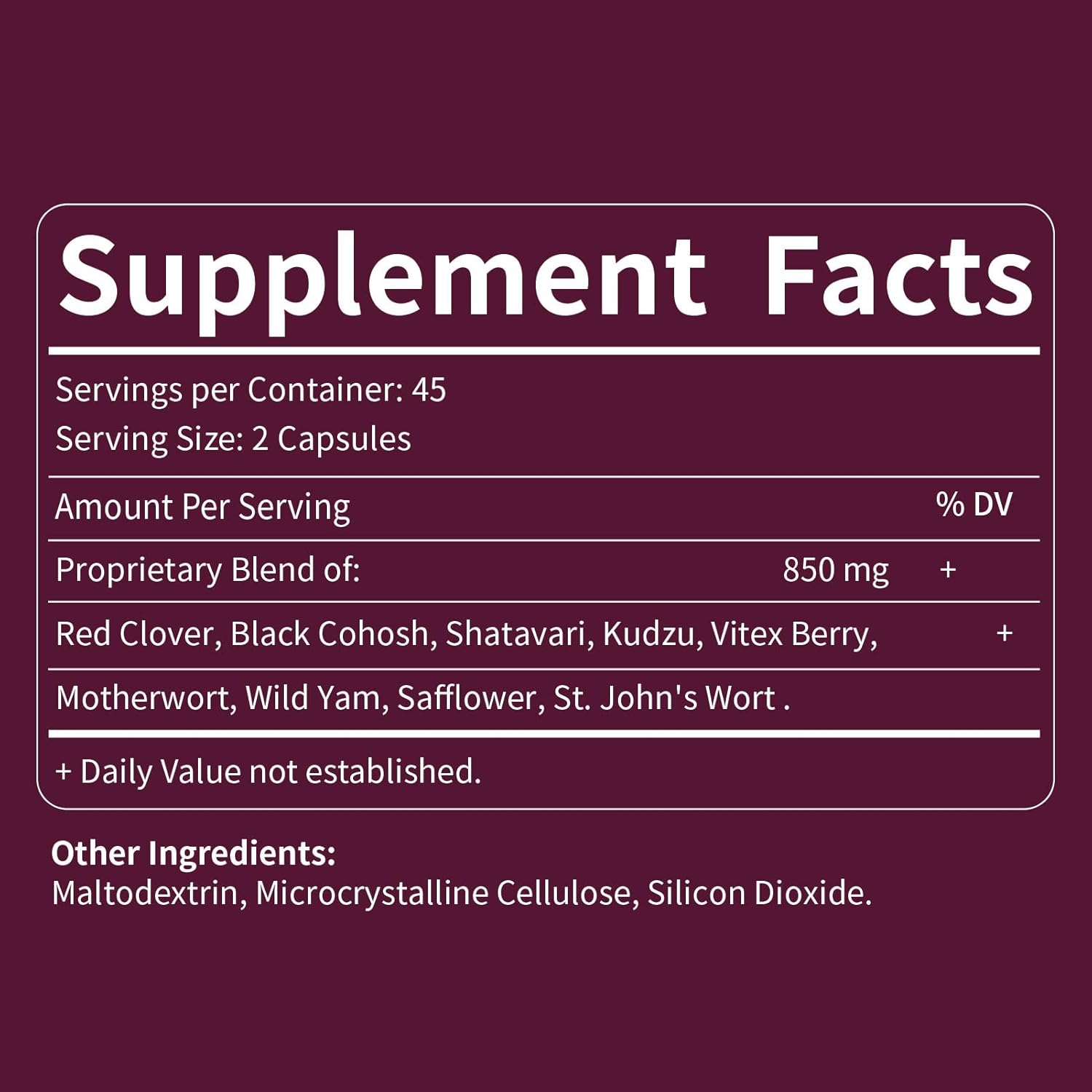 Red Clover Blossoms Capsules for Hormone Harmony & Menopause Relief - Herbal Supplements with Black Cohosh & Wild Yam Extract - 90 Count