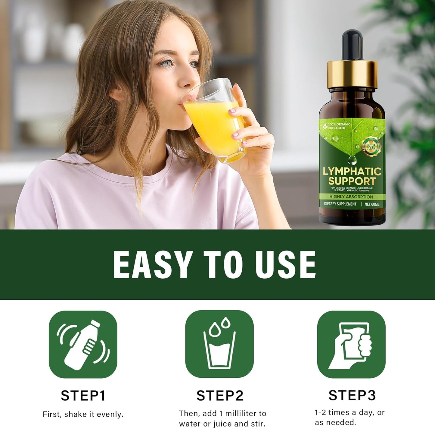 Red Clover Lymphatic Drainage Drops for Edema, Liquid Supplement to Support Lymph System, Cleanse and Boost Immune System