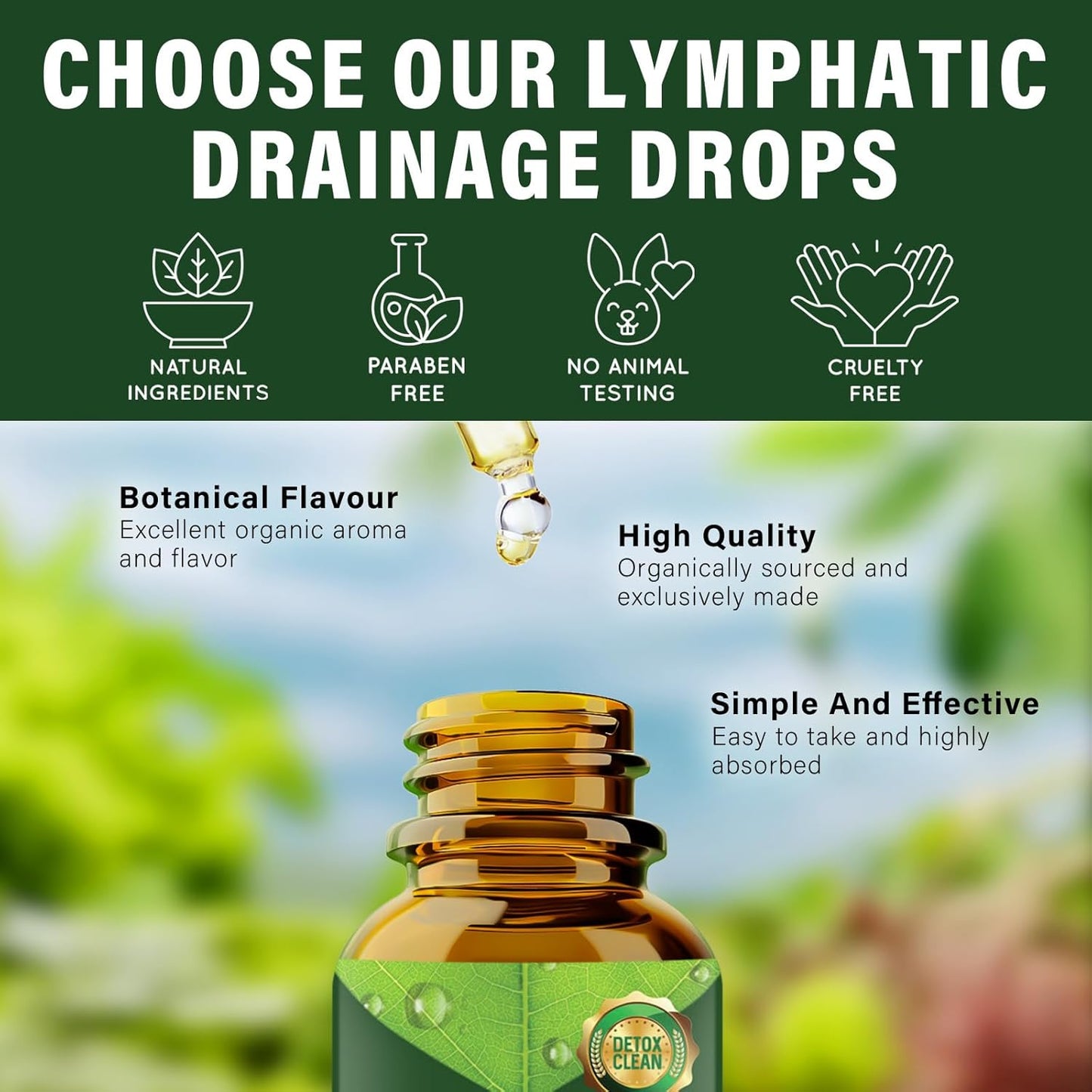 Red Clover Lymphatic Drainage Drops for Edema, Liquid Supplement to Support Lymph System, Cleanse and Boost Immune System