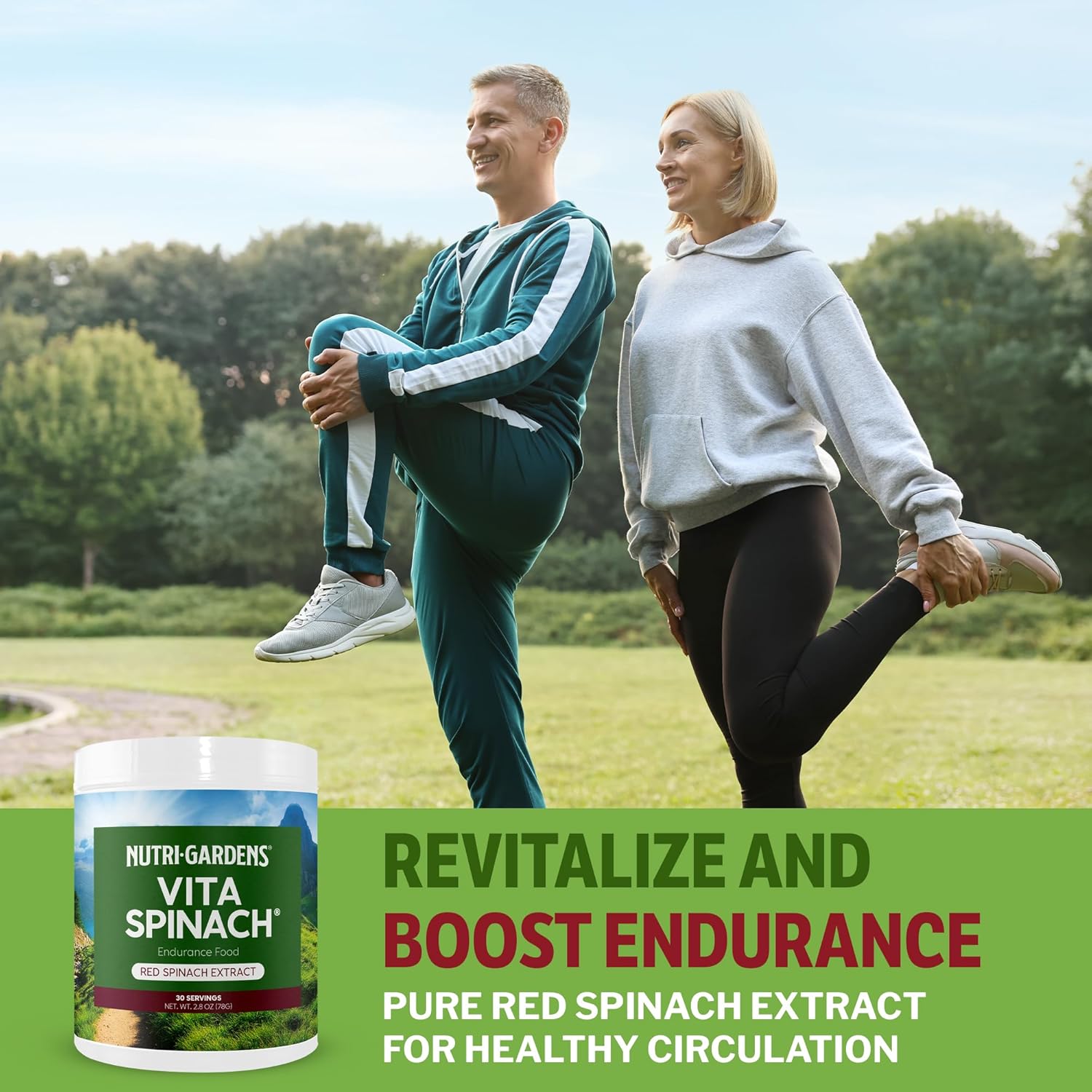 Red Spinach Extract Powder - Nitric Oxide Booster for Blood Pressure, Energy & Endurance - Natural Superfood Supplement for Pre Workout Performance - 30 Servings