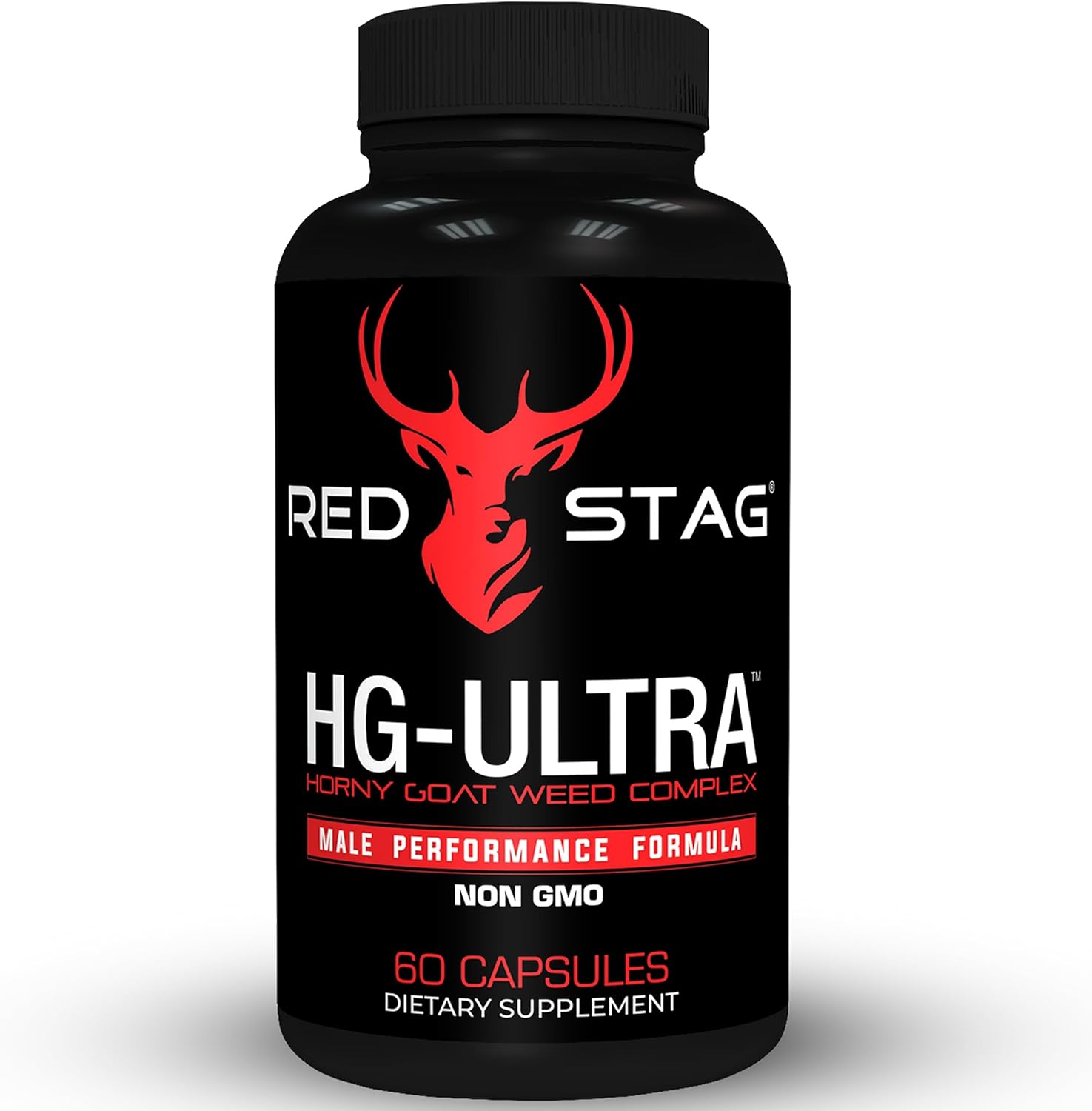 Red Stag Ultra Horny Goat Weed Supplement with Maca, Tribulus, Saw Palmetto, Tongkat Ali - 60 Capsules for Men's Health & Male Enhancement