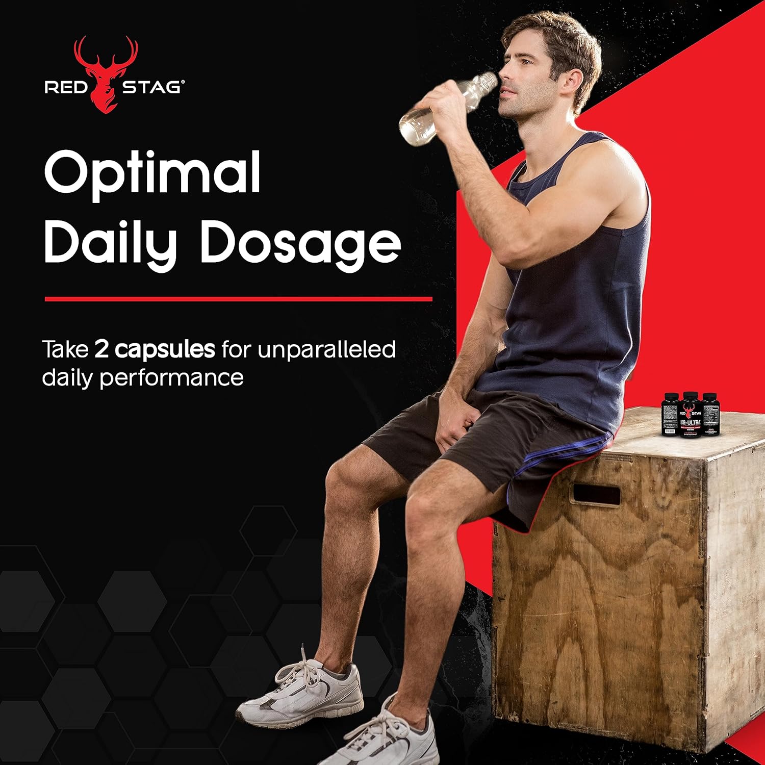 Red Stag Ultra Horny Goat Weed Supplement with Maca, Tribulus, Saw Palmetto, Tongkat Ali - 60 Capsules for Men's Health & Male Enhancement