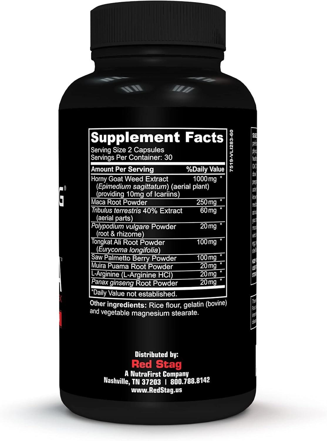 Red Stag Ultra Horny Goat Weed Supplement with Maca, Tribulus, Saw Palmetto, Tongkat Ali - 60 Capsules for Men's Health & Male Enhancement