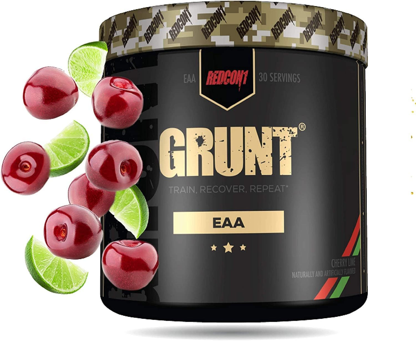 REDCON1 Grunt EAAs, Cherry Lime Flavor - Sugar-Free, Keto-Friendly Post-Workout Powder with 9 Essential Amino Acids for Training and Recovery (30 Servings)