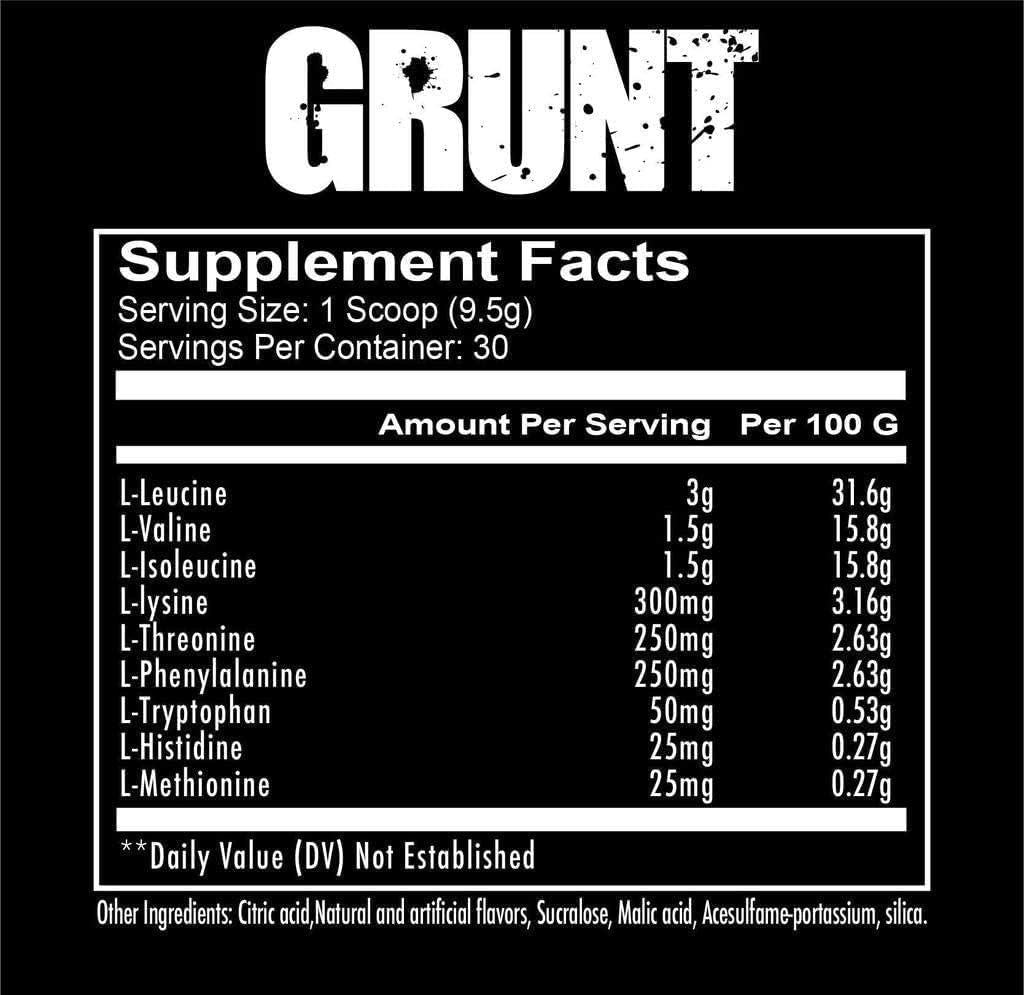 REDCON1 Grunt EAAs, Cherry Lime Flavor - Sugar-Free, Keto-Friendly Post-Workout Powder with 9 Essential Amino Acids for Training and Recovery (30 Servings)