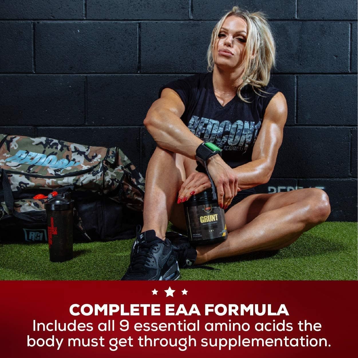 REDCON1 Grunt EAAs, Cherry Lime Flavor - Sugar-Free, Keto-Friendly Post-Workout Powder with 9 Essential Amino Acids for Training and Recovery (30 Servings)