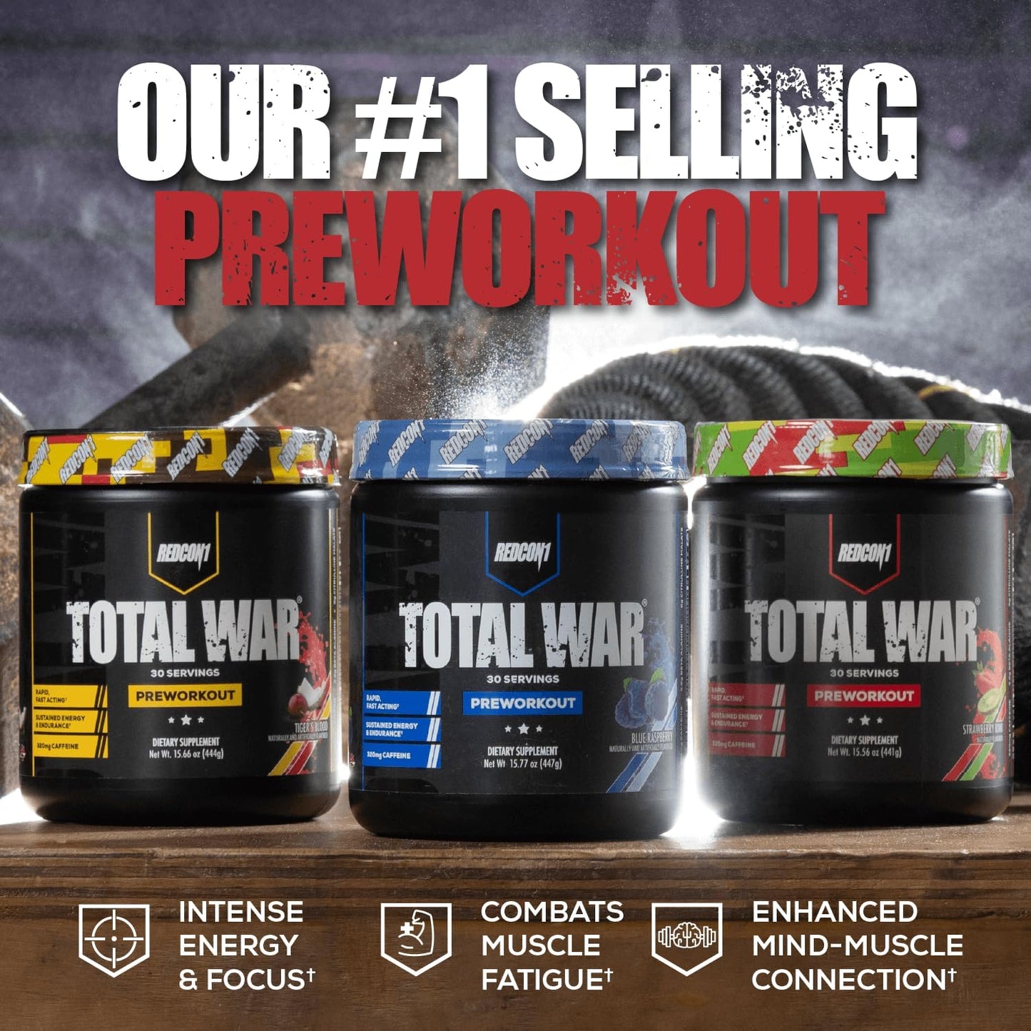 Redcon1 Total War Baja Bomb Pre Workout Powder - High Caffeine Preworkout for Men & Women - Fast Acting Energy Booster (30 Servings)