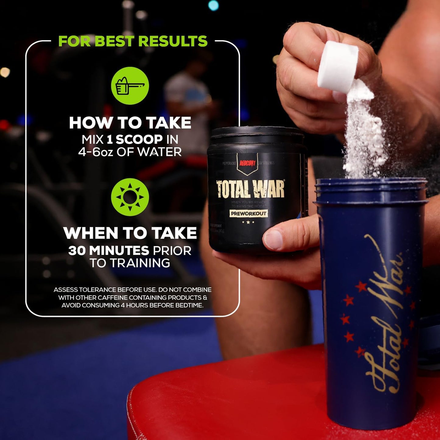 REDCON1 Total War Pre Workout Powder - Sour Gummy Bear Flavor, 50 Servings - Caffeinated Energy Powder with Beta Alanine and L Citrulline for Enhanced Muscular Endurance