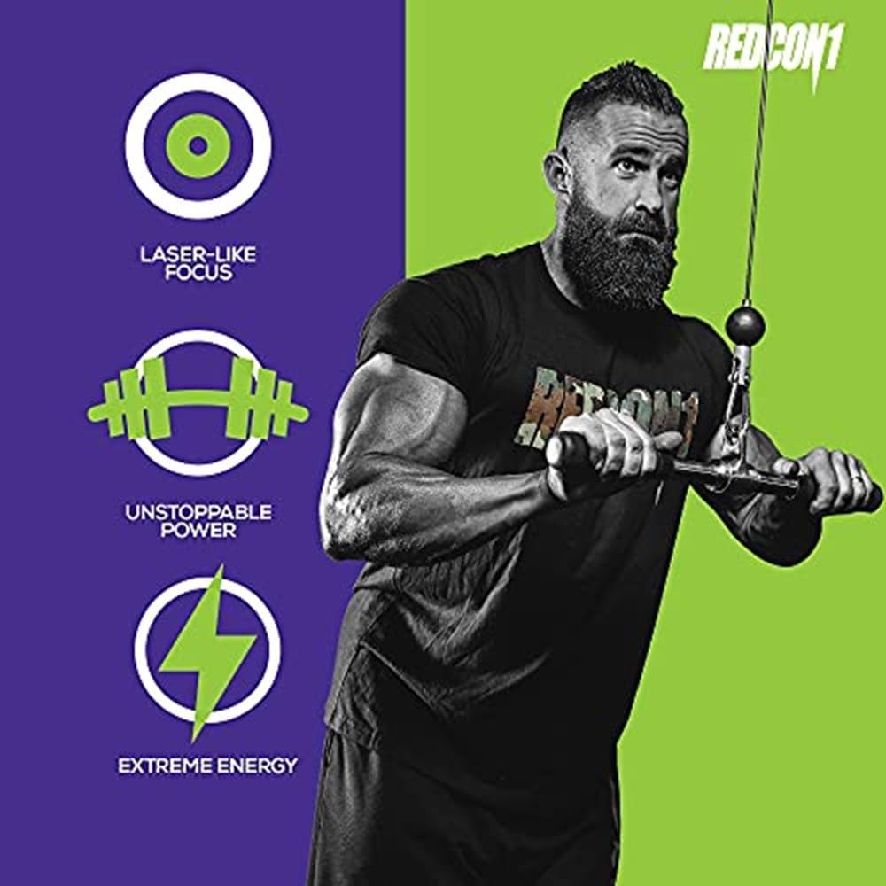 REDCON1 Total War Preworkout - High Caffeine Pre Workout with Amino Acids for Increased Pump, Energy, and Endurance - Sour Gummy Bear Flavor, 30 Servings