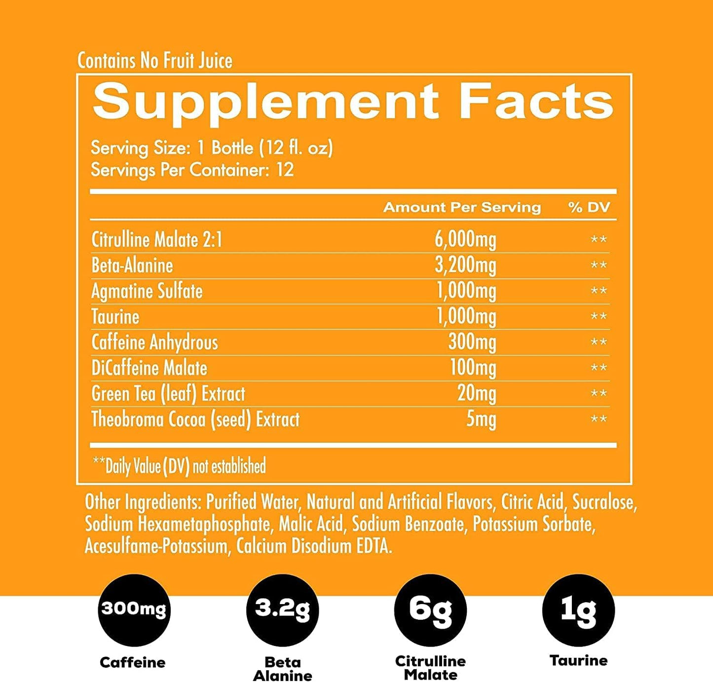 REDCON1 Total War RTD Pre Workout Drink - Orange Crush Flavor, Endurance Boost, Keto-Friendly Formula with Amino Acids and Citrulline Malate - 12 Servings for Men & Women