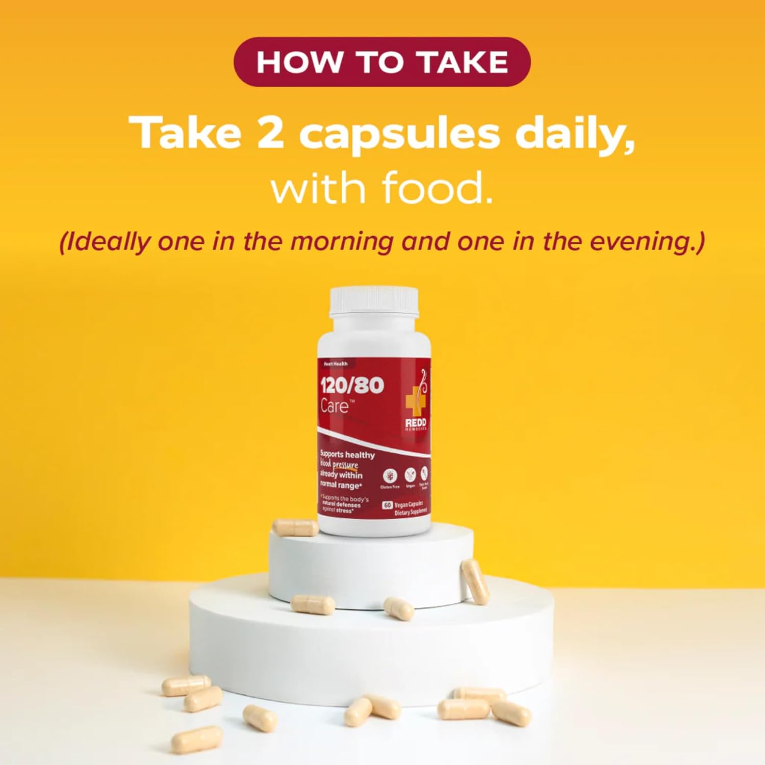 Redd Remedies 120/80 Care: Heart Health & Natural Blood Pressure Support - 60 Vegan Capsules