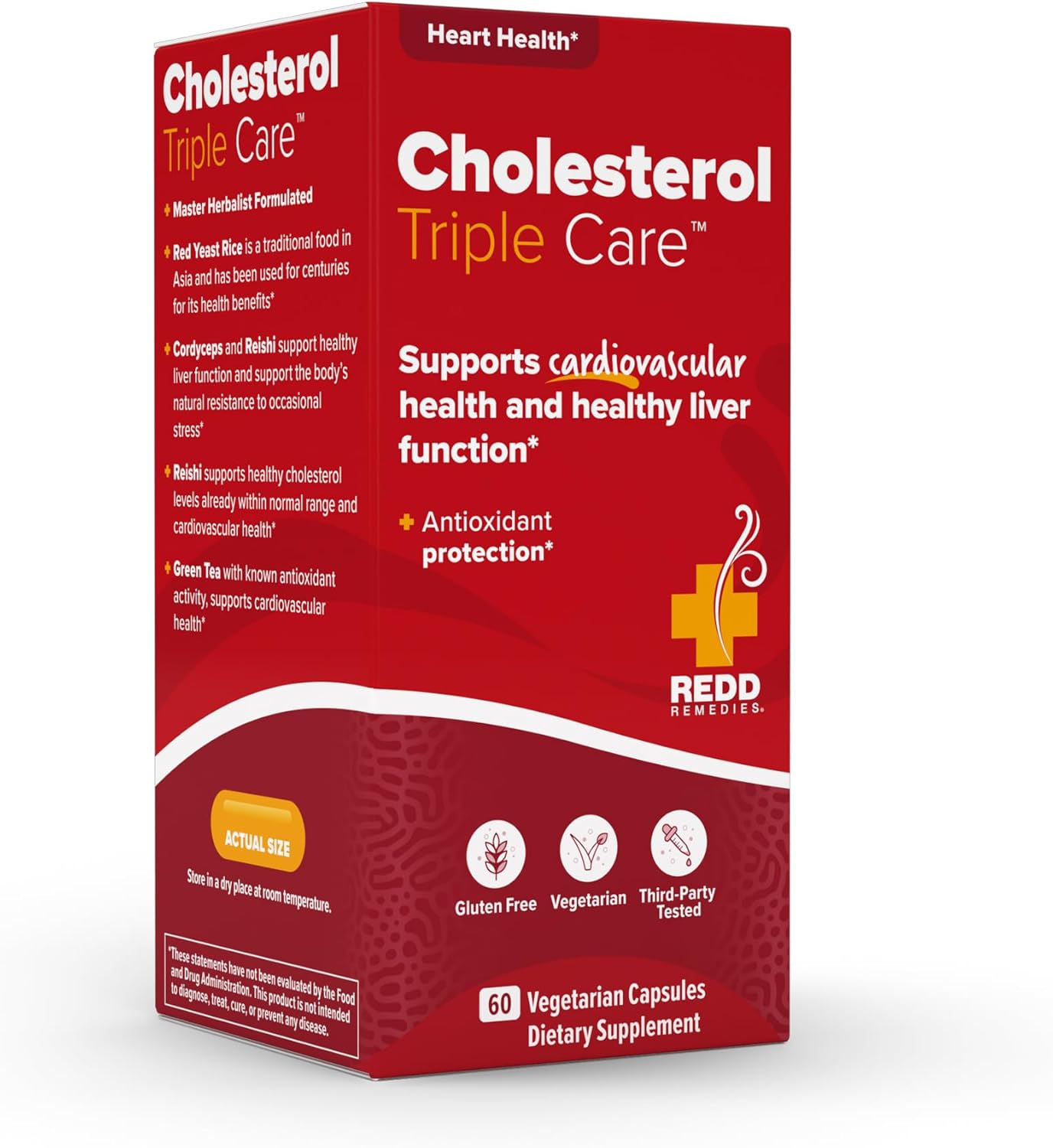 Redd Remedies Cholesterol Triple Care - Promotes Healthy Cholesterol Levels & Liver Function - 60 Vegetarian Capsules