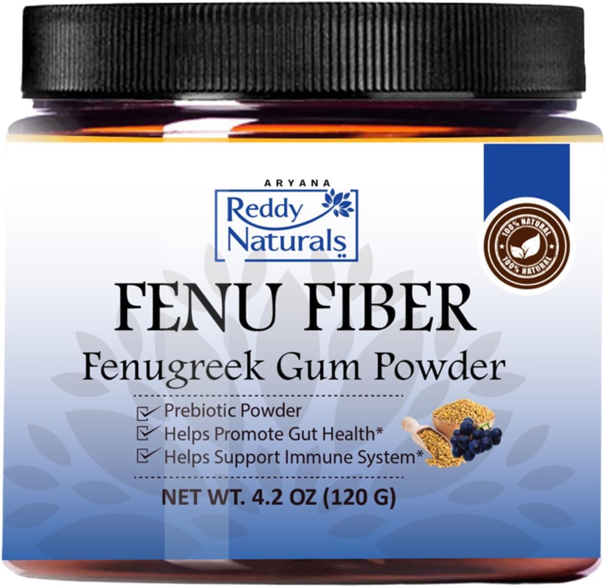 Reddy Naturals Aryana FENU Fiber Powder with Muscadine Polyphenols for Metabolic Support, Immune & Gut Health - 4.2 OZ