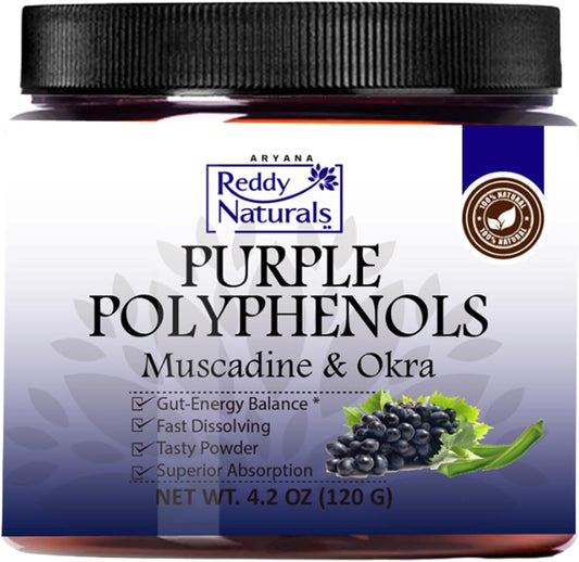 Reddy Naturals Aryana Purple Polyphenols Supplement - Antioxidant Superfood with Muscadine Grape Extract - Plant Compounds for Men & Women