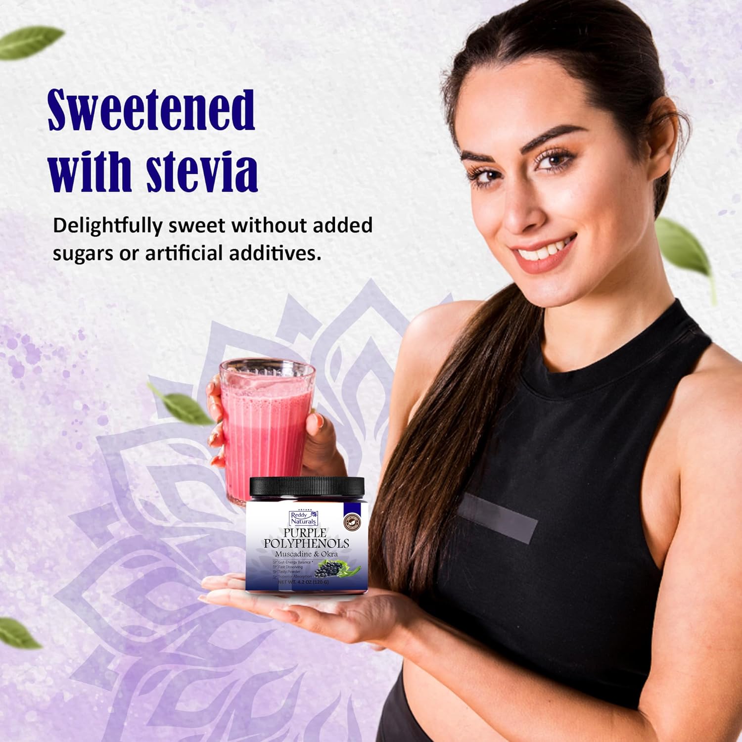 Reddy Naturals Aryana Purple Polyphenols Supplement - Antioxidant Superfood with Muscadine Grape Extract - Plant Compounds for Men & Women