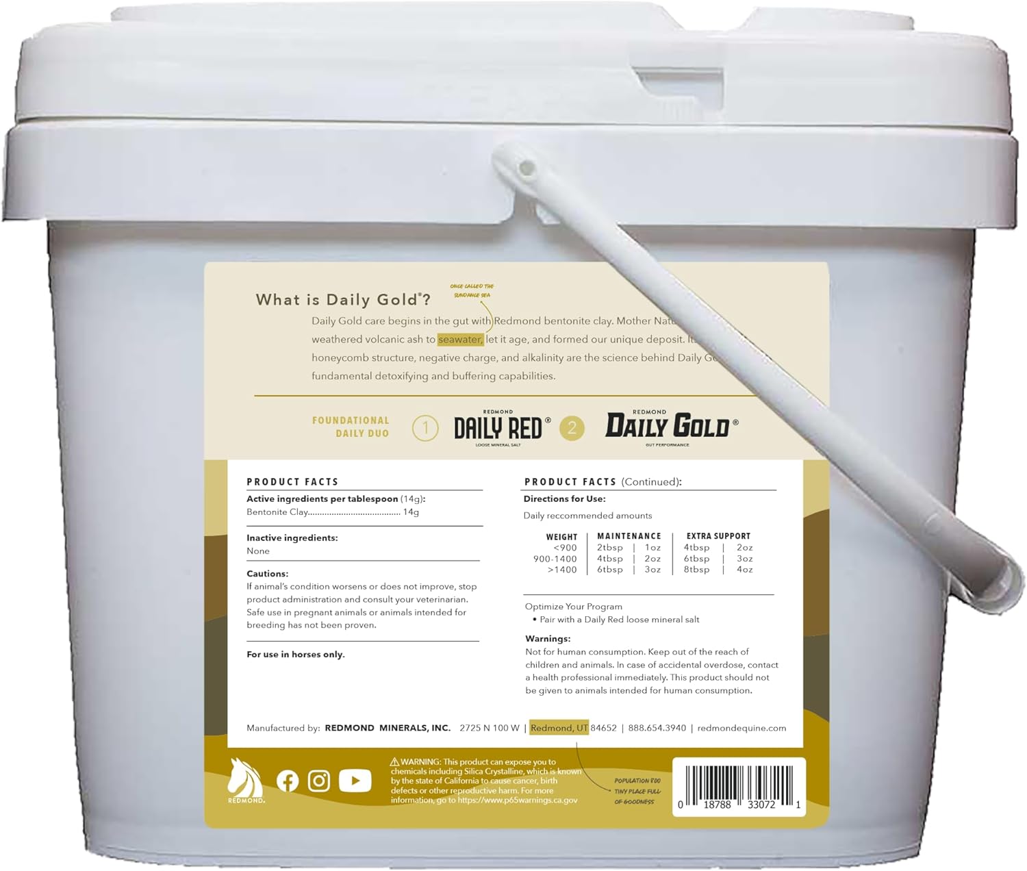 REDMOND Daily Gold Stress Relief for Horses - Natural Digestive & Ulcer Supplement