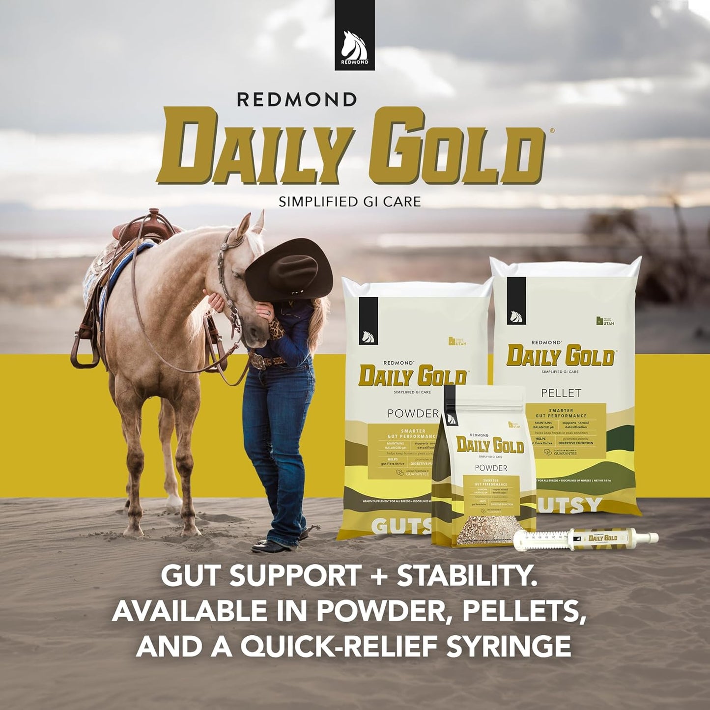 REDMOND Daily Gold Stress Relief for Horses - Natural Digestive & Ulcer Supplement